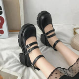 Style Lolita Shoes for Girls Women JK Black Gothic Thicken College Student cosplay costume High Heel Round Toe