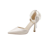 Breakj Jane High-Heeled Women Hollow Sharp Tip Sheel 2025 New Summer Strap Fashion High-End Nude