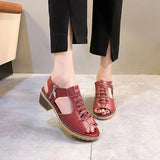 Breakj Summer New Women's Shoes Korean Version Of Coarse Sandals Side Zipper Leisure Slope And Solid Color Coarse Large-Size Sandals