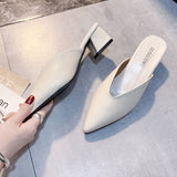 Half Slippers, Women's Shoes 2024 Spring Fashion, Temperament, Chunky Slippers, Chunky Pointed Sandals,shoes for