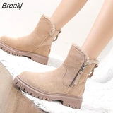 Snow Boots Women 2023 Winter Warm Fashion Designer Platform Boots Gladiator Non-slip Plush Flats Shoes Fur Boots Plus
