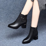 Heel Short Boots Women's Boots Winter 2023 New Medium-Heel Pointed Martin Boots Women's Thick Heel And Down Cotton Shoes Single