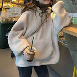Women Hoodie Solid Color Loose Pullover Hooded Korean Fashion Cold-proof Thicken Soft Spring Hooded Sweatshirts худи