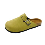 Breakj Shoes Lazy Half Slippers Men And Women Wearing Leather Cork Cool Slippers Casual