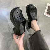Breakj Summer Women's Sports Sandals Anti-Slip Bag Head Casual Fashion Tying Hole Shoes Simple Thick-Soled Slippers