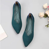 Polyester Shoes Women Spring Flats Pointy Toe Ballerinas Ladies Stretch Knitted Loafers Femme Daily Dress