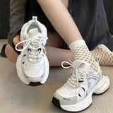Breakj Luth's Same Silver-Thick Old Father Girl 2025 Summer Breathable Height Up Casual Sneakers In