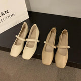 Gentle Wind Evening Shoes Shallow Mouth Square Head Thick Heels Grandma Shoes With Skirt Fairy Style Soft