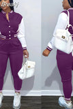 Pink Printed Baseball Coat Pants Two Piece Sets Spring Fall Outfits Womens Track Suits Casual Fashion Streetwear