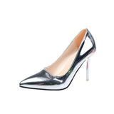 High-Heeled Sandals Summer New Stilettos Silver High-Grade Shallow Mouth Large-Size High