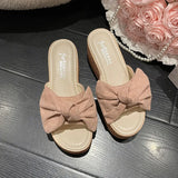 Breakj Slope And Slippers Women 2025 Spring And Summer New Thick-Bottomed Bow One-Word Fashion Cold
