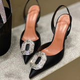 Rose Red Women Pumps Thin Heels Pointed Toe Super High Buckle Strap Ladies Dress Shoes Sandals Women