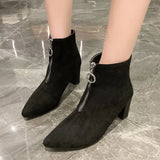 Breakj And Zipper Martin Boots 2025 Autumn And Winter New Pointed Women's Boots Simple Fashion Net Red Thin Skin