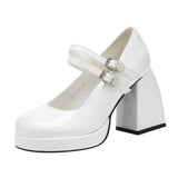 New High Heels French Mary Jane Women's Shoes Spring And Summer Round Head Thick With Jk Single Shoes Fairy Wind Good Match