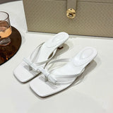 Breakj Summer New Large-Size Toe Square Bow Bow Fine Heel Heel Cold