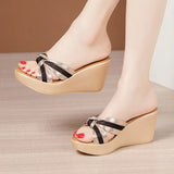 Women With Golden High Heels And Sandals 2023 Summer New Muffin Thick Bottom Large Size Fish Mouth Fashionable Fishmouth