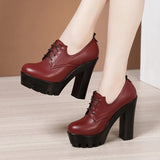 Head Deep Mouth Single Shoes 2023 Autumn And Winter New Waterproof Table Thick Heels Thickened Large Muffin Women's
