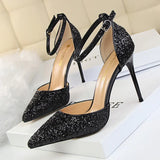 Breakj Thin With High With Shallow Mouth Pointed Hollow Sequins Sexy Nightclub Show Thin A