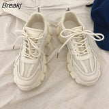 Women Sneakers Casual Breathable Vulcanized Shoes Woman High Platform Sneakers Femme Lace Up White Non Slip Walking