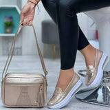 Breakj New Casual Single-Shoe Pure Color Round Head Low Belt Buckle Soft Sole Working Shoes Bean