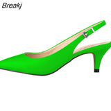 5cm Low Heels Casual Back Empty Buckle Red Wedding Daily all-match Sandal Shoes Pointed High Large Size