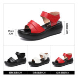 Heel Sandals Women's Muffin Thick Soles Summer 2023 New Velcro Full-Size Open-Toed Sandals With Soft