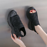 Summer New Platform Sandals for Women Leisure Sport Lightweight Wedge Heeled Diamondback Flying Woven Roman Women