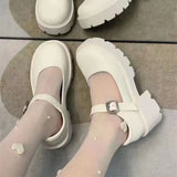Small Leather Shoes Female White Thick Soles High Soft Sister Mary Jane Shoes Thick Heels Round Head Single Shoes In Spring And Summer Of