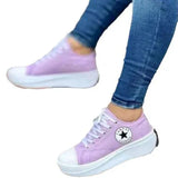 Breakj Women's Spring And Autumn Canvas Shoes Breathable High-Breed Casual Women's Shoes Thick Soles With High-Heeled
