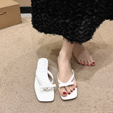 Breakj Summer New Large-Size Toe Square Bow Bow Fine Heel Heel Cold
