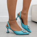 Women Pumps Luxury Crystal Slingback High Heels Summer Bride Shoes Comfortable Triangle Heeled Party Wedding Women