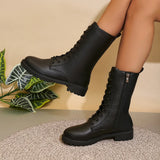 Breakj Autumn New Large-Size Round Head Side Zipper Mid-Sleet English Wind Retro Skinny Boots
