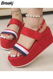 Womens Flat Sandals Summer Open Toe Wedge Plus Size 43 Women's Back Strap Comfort Casual Women's Sandals Sandalias De