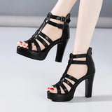 Summer New Medium Heeled Sandals For Women 2023 Summer New Soft Soles Hollowed-Out Large Size Roman