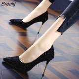2022 New Korean Version Of High Heels 9 CM Women All-match Pointed Shallow Stiletto Black White Single Shoes Women