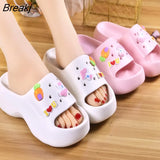 Summer New Slippers Fashion Platform Korean Version Increase Women's Shoes Wedge Cartoon Cute Outdoor Flip Flops