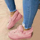 Breakj Round Head Platform With Velvet And Thick Warm Cotton Shoes Women's Plus Size Knit Bag Shoes Snow Boots Bean