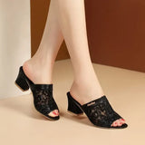 Size 43 Women's Slippers 2024 New Summer Fashion Sequin Cool Slippers Outer Wear Women's Thick Heel Slippers Ladies