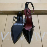 Breakj The Autumn Of 2025, The New Women's Shoes Black Patent Leather Pointed And High-Heeled High-Heeled Muller Shoes With High