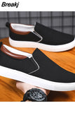 Men Canvas Slippers Male Loafers Casual Flat Canvas Black Spring Summer Plus Size 45