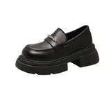 Love Shoes Women's 2024 New Spring British Style Small Black Leather Shoes With A Single
