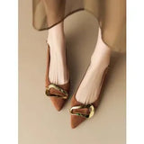 French Buckle Baotou Sandals Fairy Shoes New Spring And Summer Evening Socialite Flat Heel Trip Belt Single