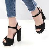 Women Sandals 2023 Fashion Waterproof Platform 13CM Thick Heel Shoes Concise Buckle Strap Model Womens Sexy High