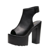 Breakj Heel 14 Cm Roman Sandals Women's Banquet Wearing Fish-Mouthed Shoes Thick-Soled Waterproof Trolley Model Model Show