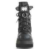 Brand Design Black Gothic Style High Heels Black Front Zipper Ankle Platform Boots Street Cool Woman Wedges