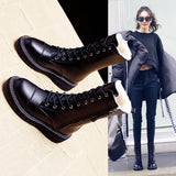 2021 NEW Fashion Women's Short Boots GIRLS Snow Boots PU Leather Side Zip Non-slip Warm Shoes Plush Inner