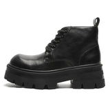 Breakj Boots Men In Autumn And Winter Increased Tooling Locomotive Wind Super Fire Leather Boots Big Head Advanced Sense Ankle Boots