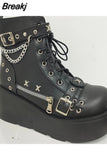 Wedges Ankle Boots For Women Gothic Style Cool Vampire Cosplay Street Women Shoes Motorcycle Boots Comfy Big Size