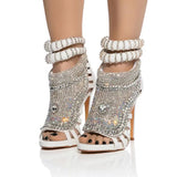 Breakj Water Drill Heavy Industry Fine High Heel Size 47 Banquet High Heel Women Sandals