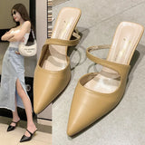 Semi-Dragged Women In Spring 2024, The New Korean Version Of Pointy Hollowed-Out Fashion, Thin Heels And High-Heeled